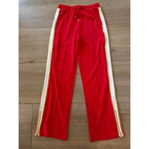 Care Tucker Red Track Pants White Gold Side Stripe Zip Hem Joggers Womens Medium